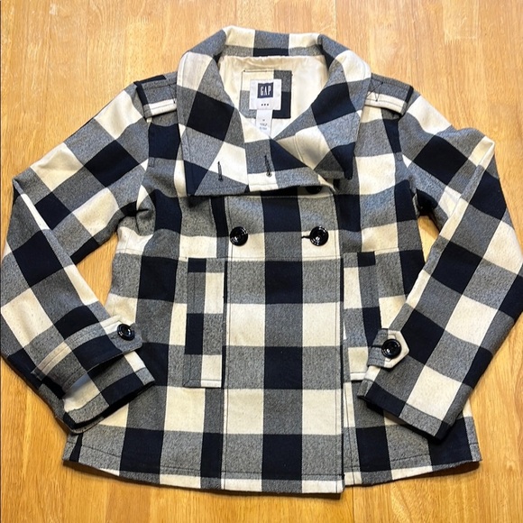 GAP Jackets & Blazers - GAP Black and White Pea Coat Classic Checkered Design - Size Medium
